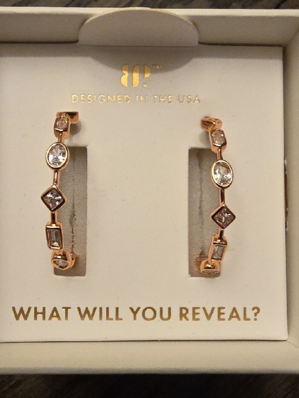 BP Lumina Rose Gold Crystal Hoop Earrings